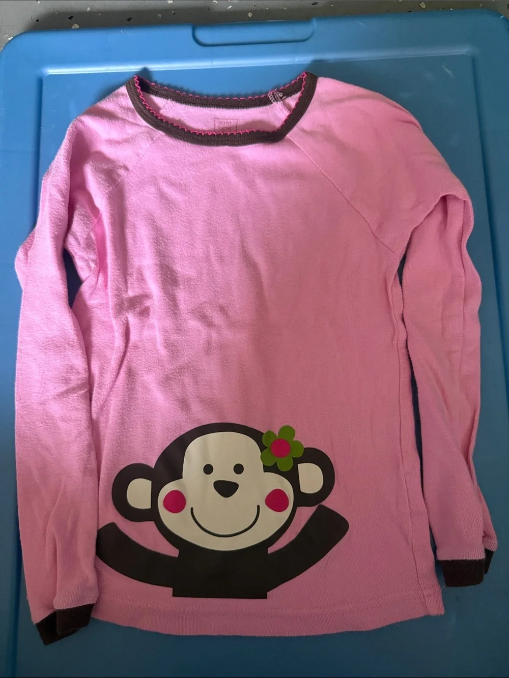 Pink Monkey Print Long-Sleeve Girls Pajama Set